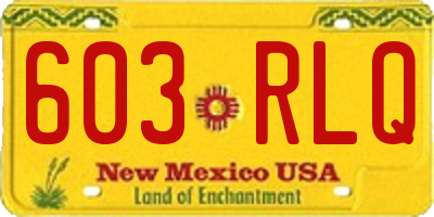 NM license plate 603RLQ