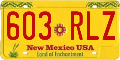 NM license plate 603RLZ