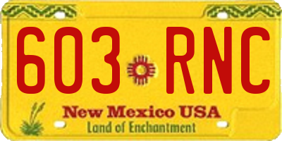 NM license plate 603RNC