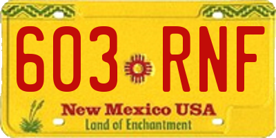 NM license plate 603RNF