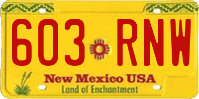 NM license plate 603RNW