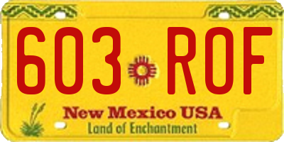 NM license plate 603ROF