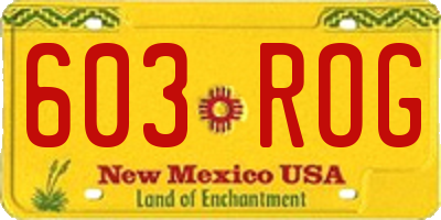 NM license plate 603ROG