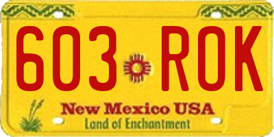 NM license plate 603ROK