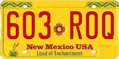 NM license plate 603ROQ