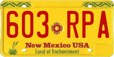 NM license plate 603RPA
