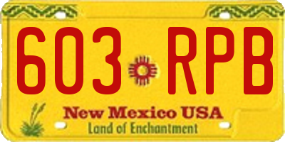 NM license plate 603RPB