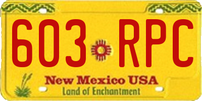 NM license plate 603RPC