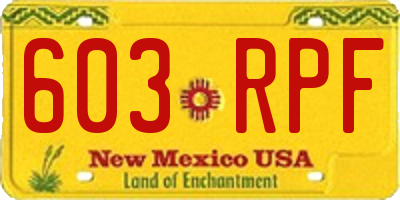 NM license plate 603RPF