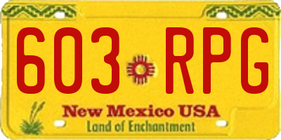 NM license plate 603RPG