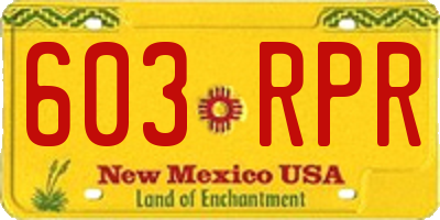 NM license plate 603RPR