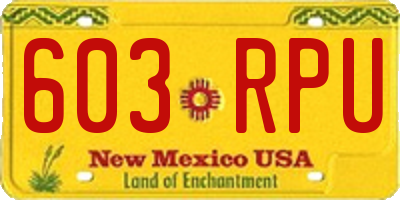 NM license plate 603RPU