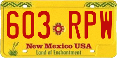 NM license plate 603RPW