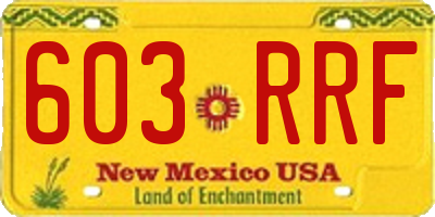 NM license plate 603RRF