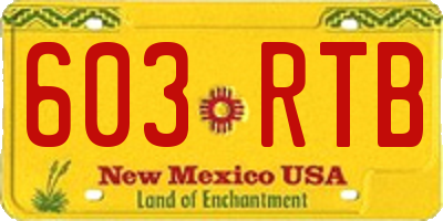 NM license plate 603RTB
