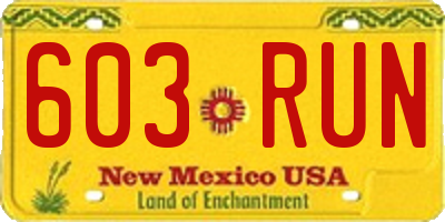 NM license plate 603RUN