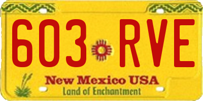 NM license plate 603RVE