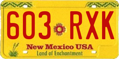 NM license plate 603RXK