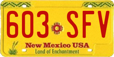 NM license plate 603SFV