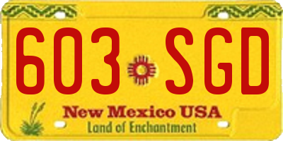 NM license plate 603SGD