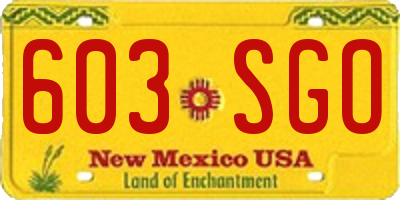 NM license plate 603SGO