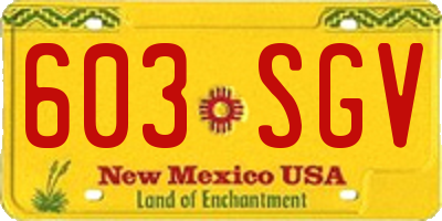 NM license plate 603SGV