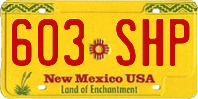 NM license plate 603SHP