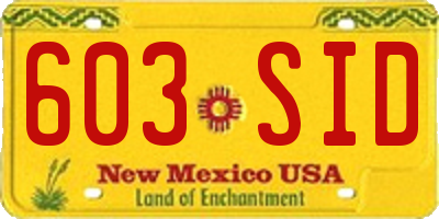 NM license plate 603SID