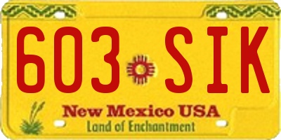 NM license plate 603SIK