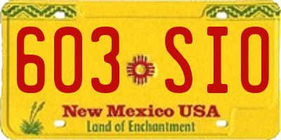 NM license plate 603SIO