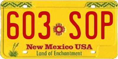 NM license plate 603SOP