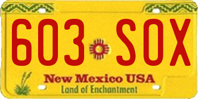 NM license plate 603SOX