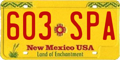 NM license plate 603SPA