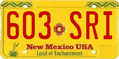 NM license plate 603SRI