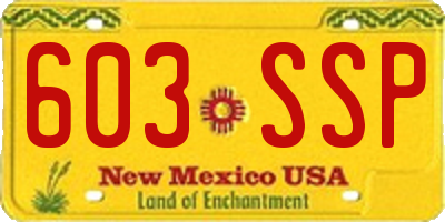 NM license plate 603SSP