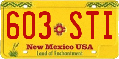 NM license plate 603STI