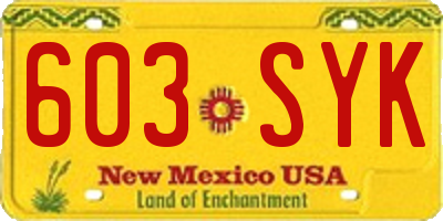 NM license plate 603SYK