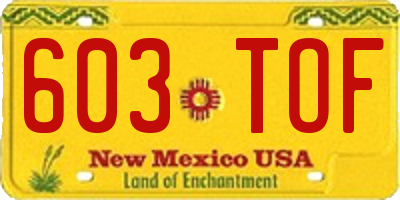 NM license plate 603TOF