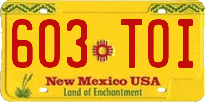 NM license plate 603TOI