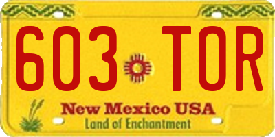 NM license plate 603TOR
