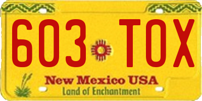 NM license plate 603TOX
