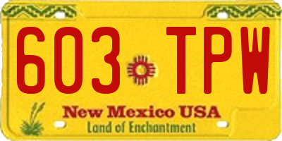 NM license plate 603TPW