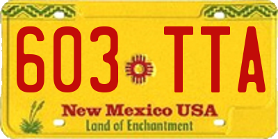 NM license plate 603TTA