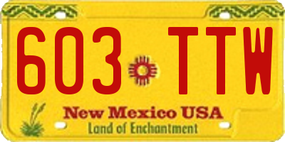 NM license plate 603TTW