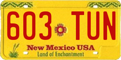 NM license plate 603TUN