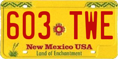 NM license plate 603TWE