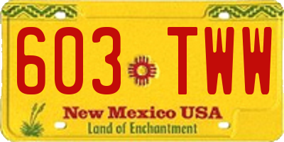 NM license plate 603TWW