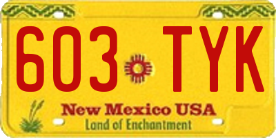 NM license plate 603TYK