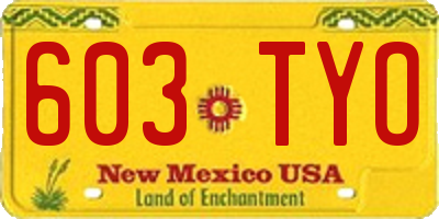 NM license plate 603TYO