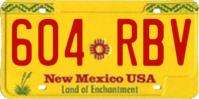 NM license plate 604RBV